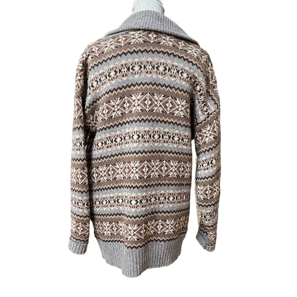 Maban of Scotland Oversize Knit Wool Double-breasted Sweater with Aztec … - Picture 3 of 7